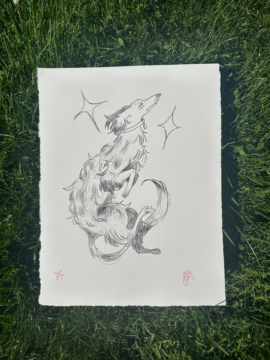 Borzoi Litho Print