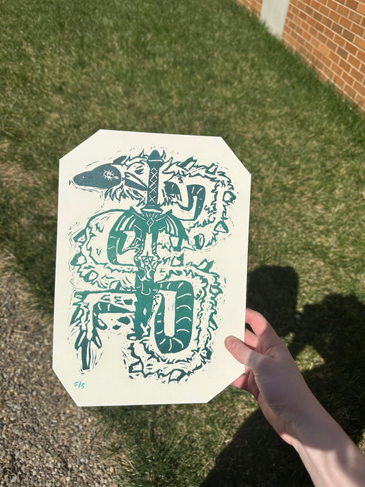 Light Dragon Block Print